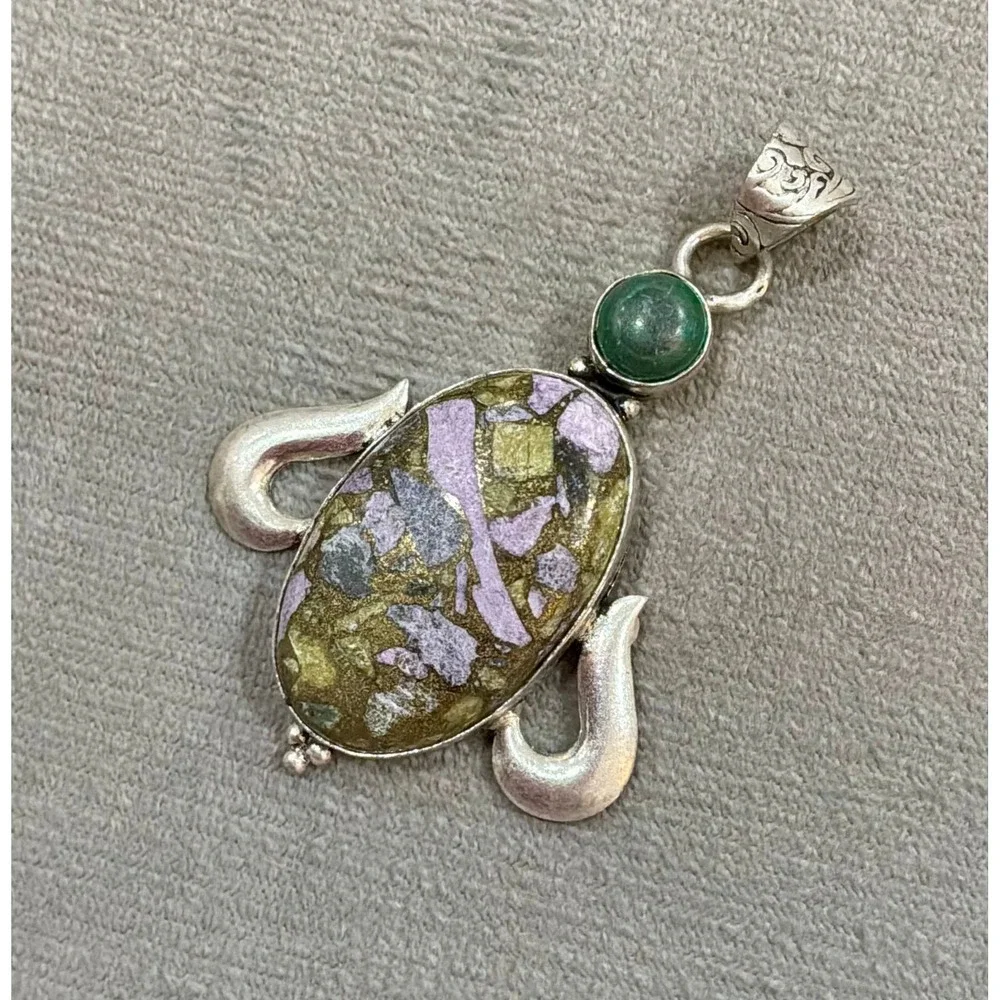 💜🌿 Atlantisite & Malachite Statement Pendant 🌿💜